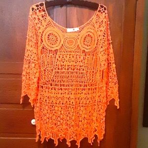 Orange Crocheted Tunic